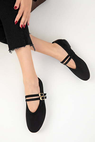 SOHO Balerini de damă din piele intoarsa neagra 19936