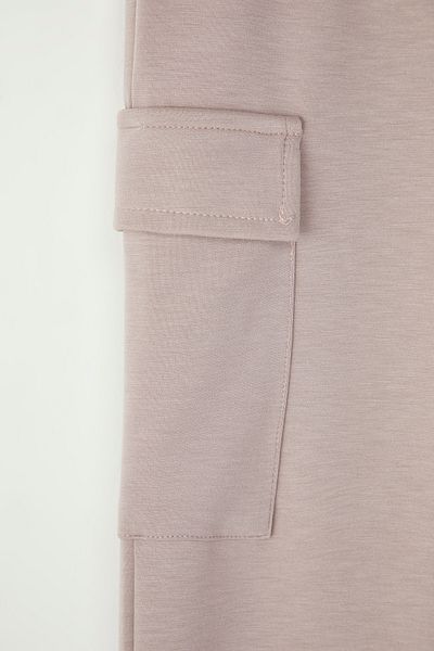 TRENDYOLKIDS Camel Girls Cargo Pocket Flare Βισκόζη Βασικό πλεκτό παντελόνι TKDSS25PL00008