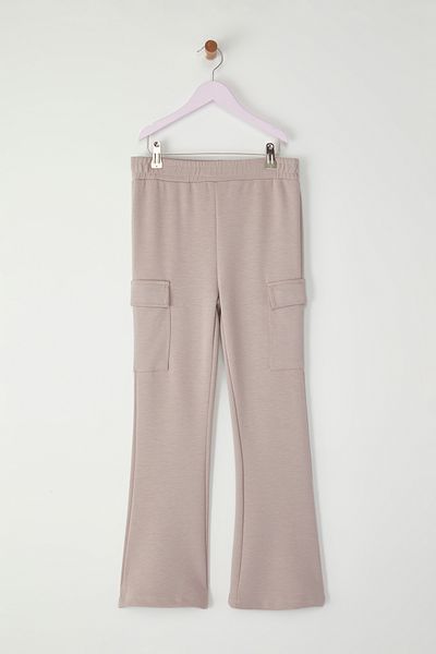 TRENDYOLKIDS Camel Girls Cargo Pocket Flare Βισκόζη Βασικό πλεκτό παντελόνι TKDSS25PL00008