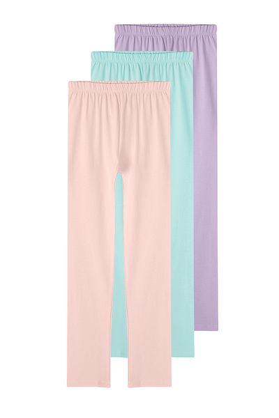 TRENDYOLKIDS 3 db lila-por-menta pamut lány kötött leggings készlet - TKDSS25TA00002