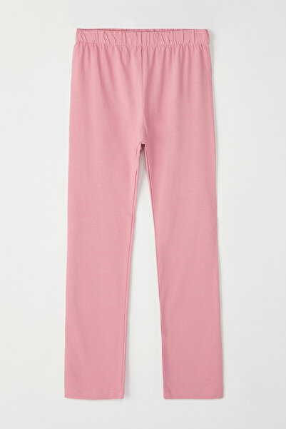 TRENDYOLKIDS Black-Powder-Dusty Rose-Dark Pink-Burgundy 5-Piece Cotton Girls' Knitted Leggings Tkdss25Ta00000