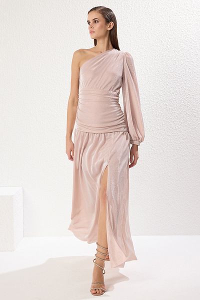 Trendyol Collection Βραδινό φόρεμα με ένα μανίκι με γκλίτερ πούδρα Νυχτερινό φόρεμα αποφοίτησης