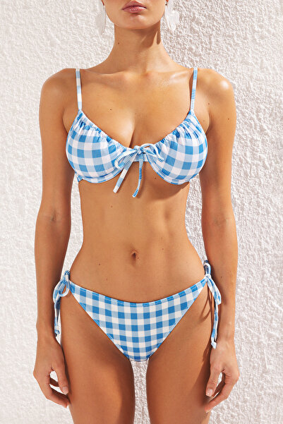 Trendyol Collection Gingham Tie Balconette Bikini Tbess25Bt00093