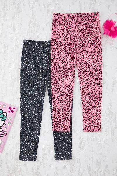 TRENDYOLKIDS Schwarz-Rosa 2-teilige gemusterte Strickstrumpfhose für Mädchen TKDSS25TA00010