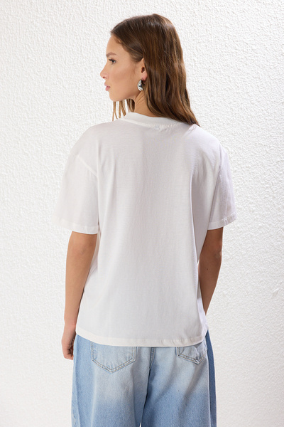 Trendyol Collection 2 csomagos ekrü és kék 100% pamut állógalléros póló - TWOSS20TS1500