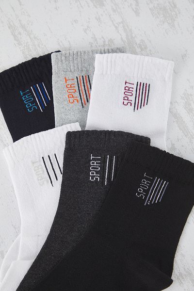Edit by Trendyol Πολύχρωμες Unisex 6 Pack College/Μεσαίου μήκους/Βαμβακερές αθλητικές κάλτσες τένις TEDSS25CO00002