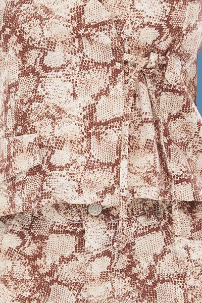 Trendyol Collection Multicolor Snake Print Crop Woven Blouse Twoss25Bz00099