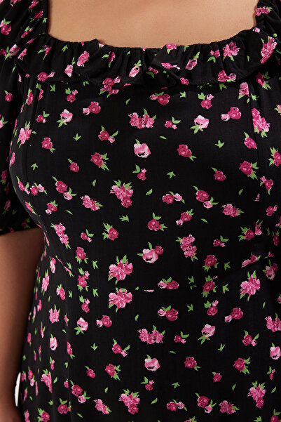 Trendyol Curve Černé shally Woven šaty větší velikosti