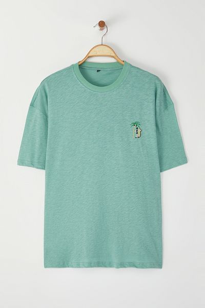 Trendyol Collection Βαμβακερό μπλουζάκι από βαμβακερό κέντημα μέντας - TMNSS25TS00055