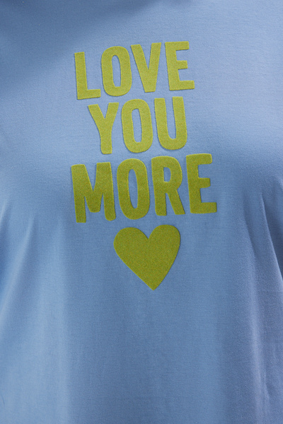 Trendyol Curve Μπλε πλεκτό μπλουζάκι μεγάλου μεγέθους - λαιμόκοψη, στάμπα, φαρδιά εφαρμογή TBBSS25BF00038