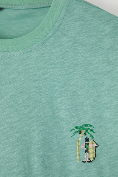 Trendyol Collection Βαμβακερό μπλουζάκι από βαμβακερό κέντημα μέντας - TMNSS25TS00055