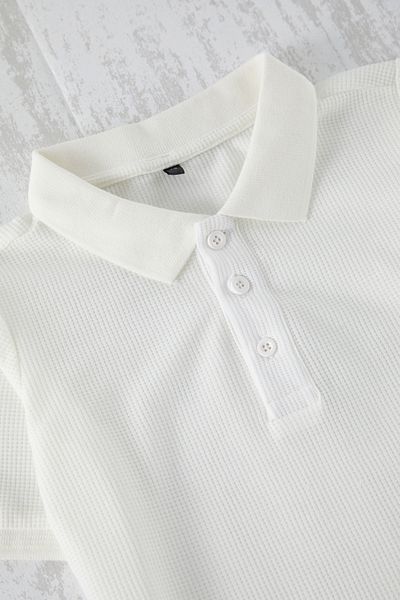 TRENDYOLKIDS White Boy's Basic Regular/Normal Fit Polo Neck Short Sleeve Knitted T-Shirt Tkdss25Ts00076