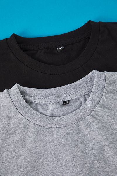 TRENDYOLKIDS Black-Grey Oversize Knitted T-Shirts for Boy 2 Pack - Tkdss25Ts00052