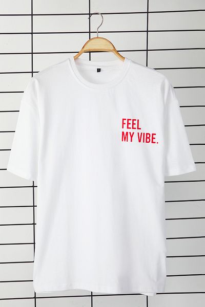 Trendyol Collection Λευκό μπλουζάκι Oversize/Wide Cut Slogan με στάμπα 100% βαμβάκι