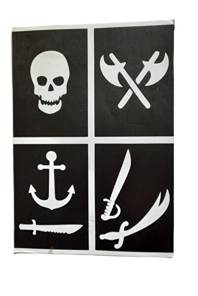 Vipfırsat Kurukafa ve Çapa Desenli Kına Kalıbı Geçici Dövme Şablonu ve Siyah Hint Kınası