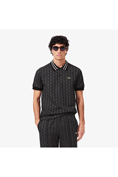 Lacoste Erkek Classic Fit Monogram Siyah Polo