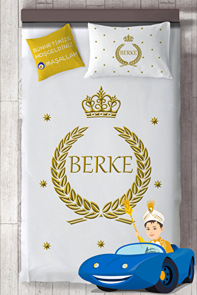 MASAL ODAM Isim Yazdırılabilir Sünnet Yatak Örtüsü Takımı "kırlent Kılıfı Hed...