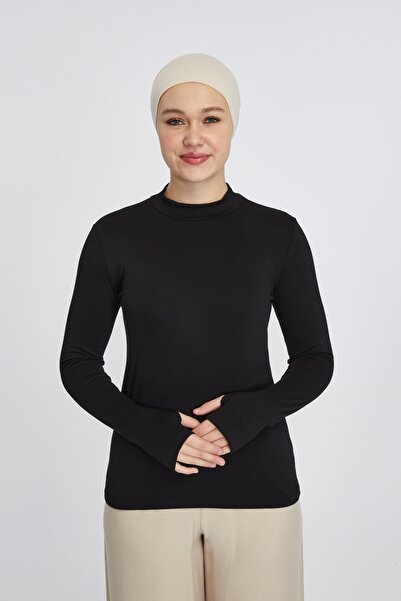 manolyaşal islamic hijab Organic Crew Neck Women's Body with Fingers - Black