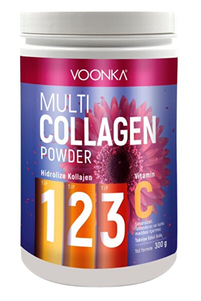 Voonka Multi Collagen Powder Hydrolyzed Collagen Type 1 2 3 Vitamin C 300 Gr