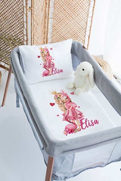 Lilabio %100 Pamuk Saten İsme Özel İsimli 70x120 Park Yatak Nevresim Seti Pre...