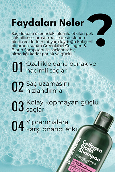 Greenlabel Kolajen Ve Biotin Parabensiz Hacim Verici Şampuan 400ml
