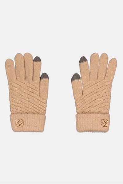 Daisy Fuentes Women Brand Logo Gloves, Tan