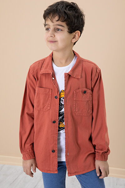 Cansın Mini Boy's Tile Shirt and Printed T-Shirt 2-Piece Set - 19988