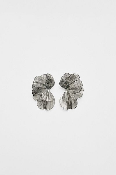 Stradivarius Textured flower fan earrings