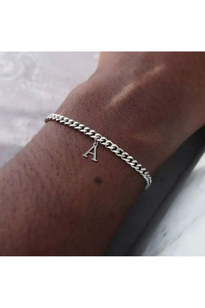 derokas Tarnish Stainless Steel Letter Bracelet