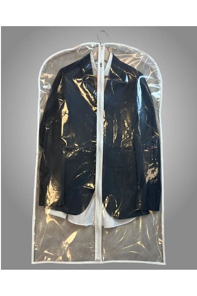 Dükkanönü 2Pcs Transparent Suit Case Clothes Bag Strap Compatible Clothes Case 62X102 cm White Mesh