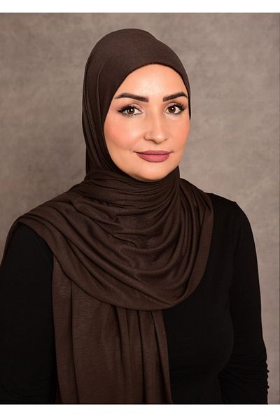 Şalcenneti.com Γυναικείο σάλι Hijab Combed Cotton - Long Seasonal, Special Stitched, Χρώμα σοκολάτας καφέ