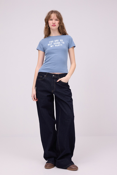 Addax Tricou cu imprimeu cu text cu gâtul turn P1613-W11