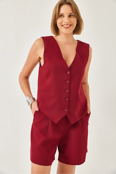 Bianco Lucci Women's V-Neck Vest Shorts Set 60316 60271017