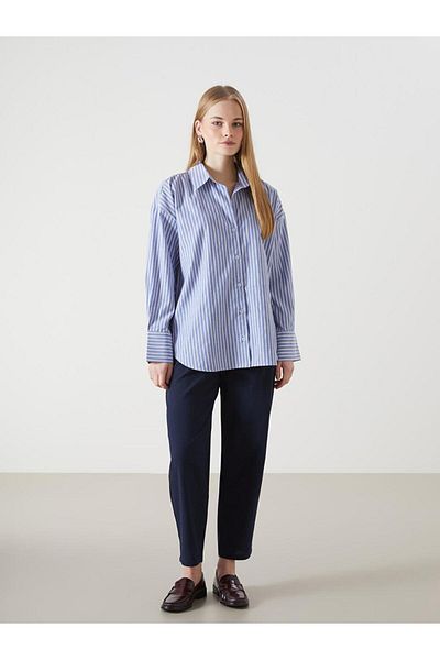 LC Waikiki Cămașă de damă din popelin oversize cu dungi LCW Vision