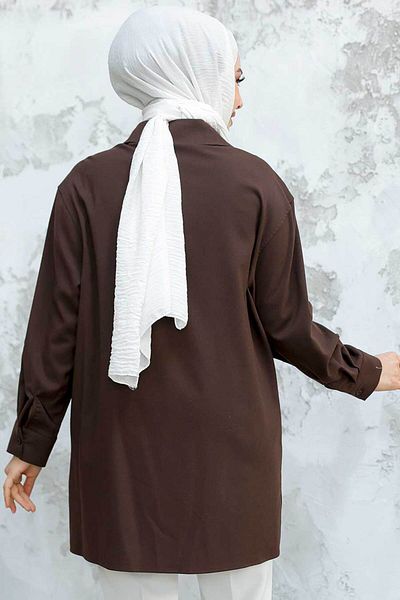 Neva Style Cămașă Puane Hijab Maro cu nasturi 10564KH