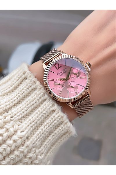 Ferrucci Stainless Steel Wire Function Phosphor Glass Women's Wristwatch + Bracelet with Gift