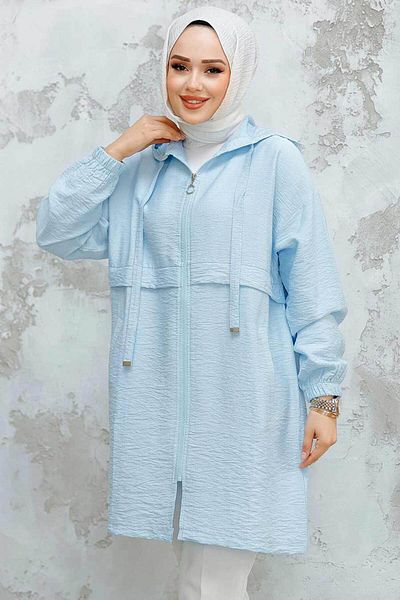 Neva Style Hooded Baby Blue Hijab Cap 44721Bm