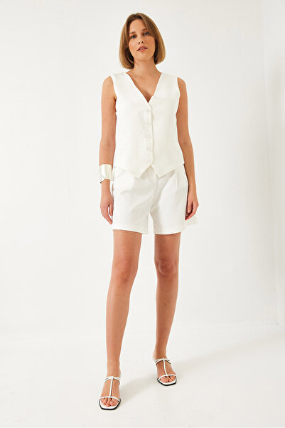 Bianco Lucci Damen-Shorts-Set mit V-Ausschnitt und Weste 60316 60271017