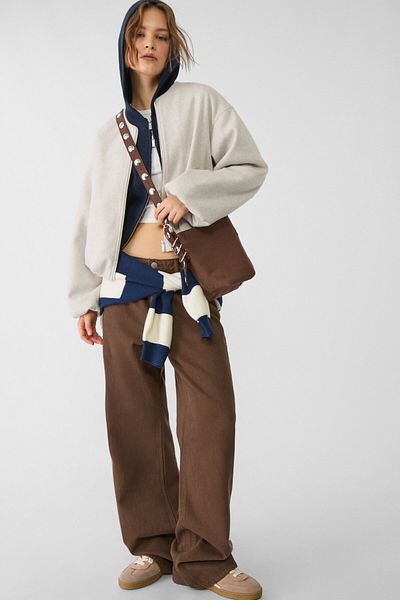 Stradivarius Faux suede crossbody bag with strap detail