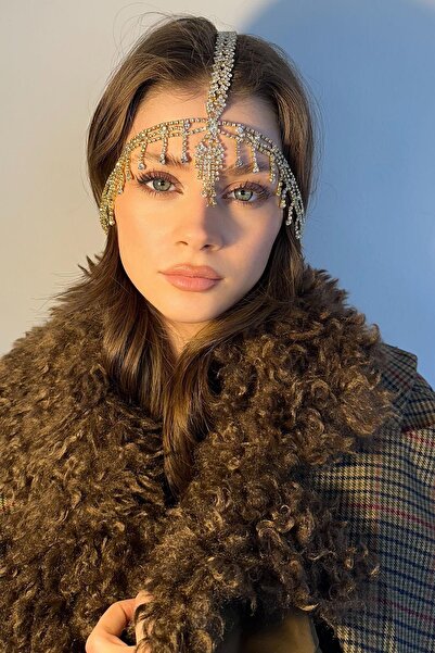 TAKIŞTIR Altın Renk Taş Detaylı Alınlık/Kına Aksesuarı