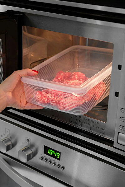 LEON LİFE Vacuum Large Size Rectangular Storage Container with 3.5 Lt Leak Proof Indicator - Transparent