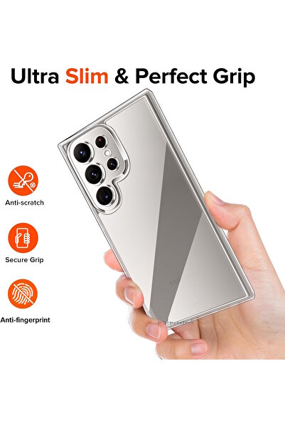 m.tk moveteck Galaxy S25 Ultra Kılıf Kamera Çıkıntılı Korumalı Renksiz Yumuşak Şeffaf Silikon Kapak