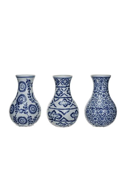 Warm Design Ceramic Vases - Hand-Painted and Stamped