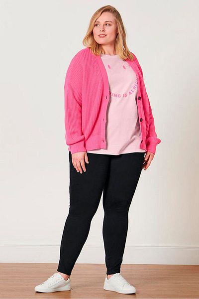 Tchibo Women Button Front Knitted Cardigan, Pink