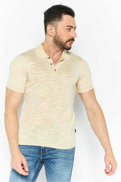 Dkny Men Stretch Fit Heather Short Sleeves Polo, Beige