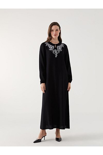 LC Waikiki Γυναικείο φλοράλ φόρεμα LCW Grace Crew Neck