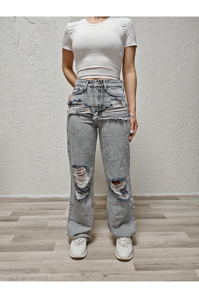 viking's line Mavi Eskitme Detaylı Palazzo