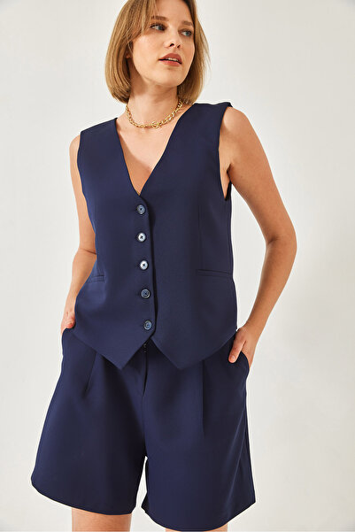 Bianco Lucci Women's V-Neck Vest Shorts Set 60316 60271017