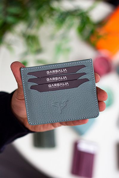 Garbalia Suport pentru carduri unisex Walteria Crazy Leather Mini verde mentă