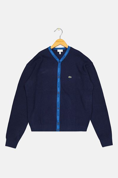 Lacoste Kids Girls V-Neck Embroidered Logo Cardigans, Navy Blue
